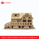  EFK07R - Nhà giấy lắp ráp bằng carton - Mẫu 18 - 25x18x13 cm 