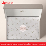  EDTT04 - Combo 50 decal Thank You tròn - Trắng - In nâu - 2.5cm [50 cái/pack] 