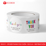  ESCK11 - Cuộn Sticker Thank You tròn - Nhiều thiết kế - 2.5cm - [500 tem/cuộn] 
