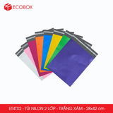  ET4TX2 - 28x42 cm - Combo 100 túi nilon niêm phong đóng hàng - 2 lớp - Trắng xám 
