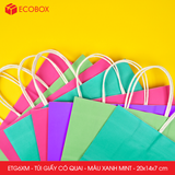 ETG6XM - 20x14x7 cm -Túi giấy có quai màu xanh mint 
