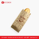  EFT1N3NN - Túi bánh mì nâu in nâu đỏ - "Đầu bếp" - 24x9.5x4.5 cm 