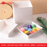  EFHP6T - Hộp giấy kraft thực phẩm - Nắp PET - Trắng - 14.5x13x6 cm 