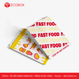  EFT21H - Túi giấy đựng fastfood - Trắng - In đỏ & vàng - "Yummy" - 20x13.5x5.5 cm 