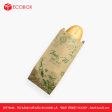  EFT1N4X - Combo 100 túi bánh mì nâu in xanh lá - "Best street food" - 24x9.5x4.5 cm 