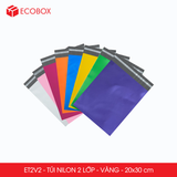  ET2V2 - 20x30 cm - Combo 100 túi nilon niêm phong đóng hàng - 2 lớp - Vàng 