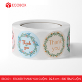  ESCK01 - Cuộn Sticker Thank You tròn - Nhiều thiết kế - 2.5cm - [500 tem/cuộn] 