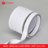  EBK6A - Băng keo 2 mặt trắng - Khổ 1,2cm x 8m 