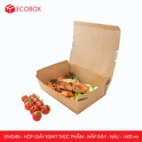  EFHD4N - Combo 25 hộp giấy kraft thực phẩm - Nắp đậy - Nâu - 1600 ml 