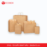  ETG3 - 30x20x10 cm - Combo 25 Túi Giấy Kraft Màu Nâu 