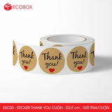  ESC03 - Cuộn Sticker Thank You tròn - Một thiết kế - 2.5cm - [500 tem/cuộn] 