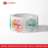  ESCK08 - Cuộn Sticker Thank You tròn - Nhiều thiết kế - 2.5cm - [500 tem/cuộn] 