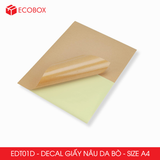  EDT01D - Decal giấy da bò A4 - 50 tờ/ xấp 