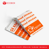  EFT21F - Túi giấy đựng gà rán & khoai tây chiên - Trắng - In cam - "Gà đầu bếp" - 20x13.5x5.5 cm 