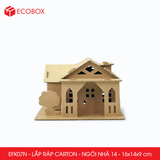  EFK07N - Nhà giấy lắp ráp bằng carton - Mẫu 14 - 16x14x9 cm 