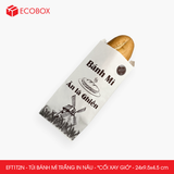  EFT1T2N - Túi bánh mì trắng in nâu - "Cối xay gió" - 24x9.5x4.5 cm 