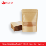  ETZ1N - 10x15cm - Combo 25 túi Zipper giấy Kraft cửa sổ full - Nâu 