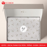  EDTT01 - Decal Thank You tròn - Trắng - In đen - 2.5cm [50 cái/pack] 