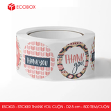  ESCK03 - Cuộn Sticker Thank You tròn - Nhiều thiết kế - 2.5cm - [500 tem/cuộn] 