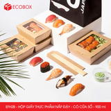  EFH2B - Hộp giấy kraft thực phẩm - Nắp đậy có cửa sổ - Nâu - 900ml 