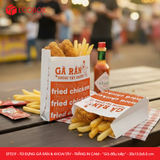  EFT21F - Túi giấy đựng gà rán & khoai tây chiên - Trắng - In cam - "Gà đầu bếp" - 20x13.5x5.5 cm 