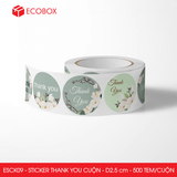  ESCK09 - Cuộn Sticker Thank You tròn - Nhiều thiết kế - 2.5cm - [500 tem/cuộn] 