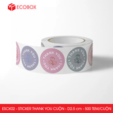  ESCK02 - Cuộn Sticker Thank You tròn - Nhiều thiết kế - 2.5cm - [500 tem/cuộn] 