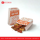  EFT21G - Túi giấy đựng fastfood - Trắng - In cam - "Eat and Smile" - 20x13.5x5.5 cm 