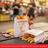  EFT21D - Túi giấy đựng gà rán & khoai tây chiên - Trắng - In đỏ & vàng - "Good Taste" - 20x13.5x5.5 cm 