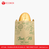  EFT1N4X - Combo 100 túi bánh mì nâu in xanh lá - "Best street food" - 24x9.5x4.5 cm 