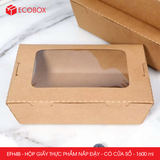  EFH4B - Hộp giấy kraft thực phẩm - Nắp đậy có cửa sổ - Nâu - 1600ml 