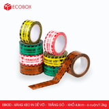  EBK3D - 4.8cm - Block 6 cuộn/1.2kg - Băng keo HÀNG DỄ VỠ màu đỏ trắng 