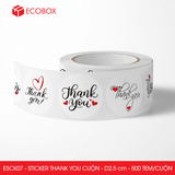  ESCK07 - Cuộn Sticker Thank You tròn - Nhiều thiết kế - 2.5cm - [500 tem/cuộn] 