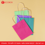  ETG6XN - 20x14x7 cm - Combo 25 túi giấy có quai màu xanh ngọc 