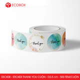  ESCK08 - Cuộn Sticker Thank You tròn - Nhiều thiết kế - 2.5cm - [500 tem/cuộn] 
