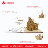  EFK07G - Nhà giấy lắp ráp bằng carton - Mẫu 7 - 17x17x18 cm 