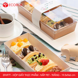  EFHP7T - Hộp giấy kraft thực phẩm - Nắp PET - Trắng - 19.5x9x6 cm 