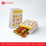  EFT21H - Túi giấy đựng fastfood - Trắng - In đỏ & vàng - "Yummy" - 20x13.5x5.5 cm 