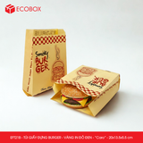  EFT21B - Túi giấy đựng burger - Vàng - In đỏ & đen - "Caro" - 20x13.5x5.5 cm 