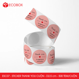  ESC07 - Cuộn Sticker Thank You tròn - Một thiết kế - 2.5cm - [500 tem/cuộn] 
