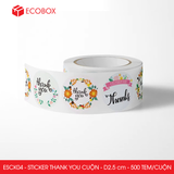  ESCK04 - Cuộn Sticker Thank You tròn - Nhiều thiết kế - 2.5cm - [500 tem/cuộn] 
