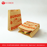  EFT21A - Túi giấy đựng burger - Vàng - In cam - "Best in town" - 20x13.5x5.5 cm 
