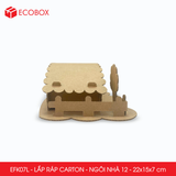  EFK07L - Nhà giấy lắp ráp bằng carton - Mẫu 12 - 22x15x7 cm 