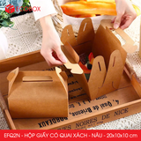  EFQ2N - Hộp giấy Kraft quai xách - Nâu - 20x10x10 cm 