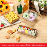 EFHP3N - Combo 25 hộp giấy kraft thực phẩm - Nắp PET - Nâu - 20x12.5x6 cm 