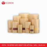  ETZ1N - 10x15cm - Combo 25 túi Zipper giấy Kraft cửa sổ full - Nâu 