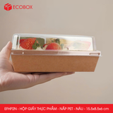 EFHP2N - Hộp giấy kraft thực phẩm - Nắp PET - Nâu - 15.5x8.5x6 cm 