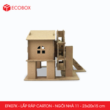  EFK07K - Nhà giấy lắp ráp bằng carton - Mẫu 11 - 23x20x15 cm 
