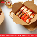  EFHGxN - Hộp giấy kraft thực phẩm - Nắp gài - Nâu - Nhiều size 