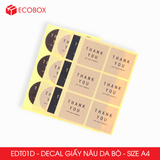  EDT01D - Decal giấy da bò A4 - 50 tờ/ xấp 